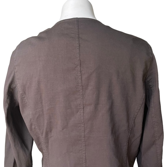 Eileen Fischer Open Front Linen Blend Brown Jacket - Picture 10 of 14
